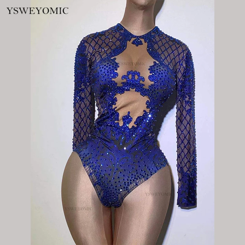 Royal Blue Rhinestone Bodysuit Women Long Sleeve Sexy Nightclub Dance Costume Female Showgirl Stage Leotard Performance Costume
Royal Blue Rhinestone Bodysuit Women Long Sleeve Sexy Nightclub Dance Costume Female Showgirl Stage Leotard Performance Costume