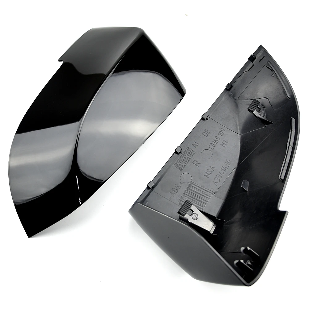 

2pcs Glossy Black Rearview shell For BMW F10 F11 F18 F07 F06 F12 F13 F01 F02 2013-18 Carbon Fiber Pattern side Mirror cover caps