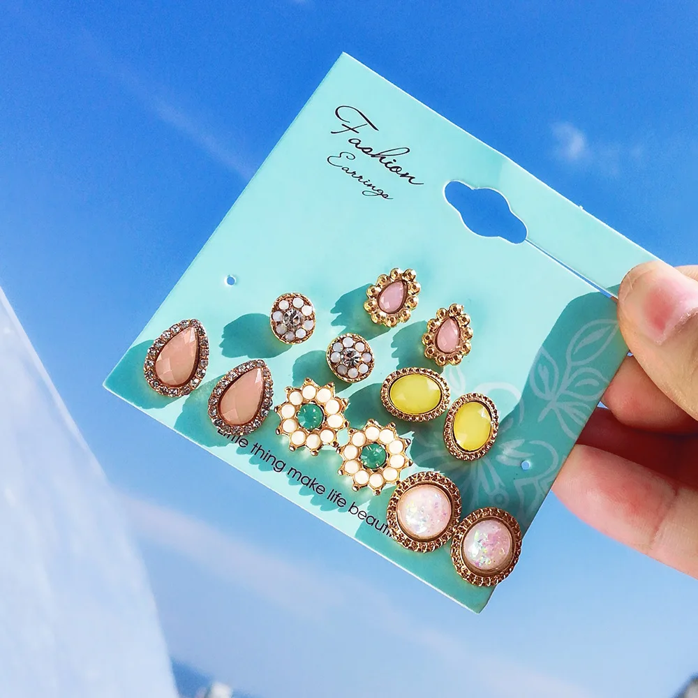 6-12 Sets Multi-element Water Drop Rhinestone Flower Ear Nail Creative Geometry Fashion Earrings Direct Deal From Factory
6-12 Sets Multi-element Water Drop Rhinestone Flower Ear Nail Creative Geometry Fashion Earrings Direct Deal From Factory