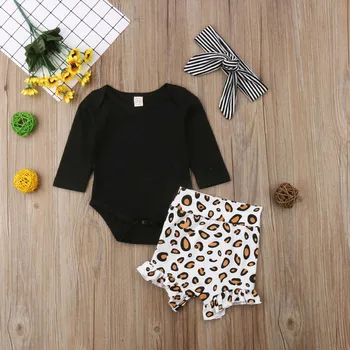 Leopard Toddler Kids Baby Girls Clothes Set Short Sleeve Romper Tops+Shorts +Headband 3pcs/Set Summer Baby Clothing Girl Outfits 
Leopard Toddler Kids Baby Girls Clothes Set Short Sleeve Romper Tops+Shorts +Headband 3pcs/Set Summer Baby Clothing Girl Outfits