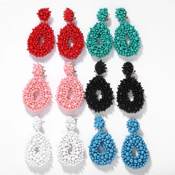 

Dvacaman 6 PCS/Set Beaded Drop Earrings Women Handmade Large Statement Earrings Wedding Dangle Earrings Wholesale Dropshipping