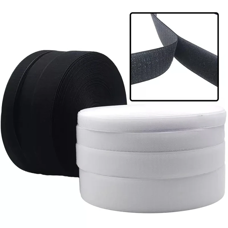 Description Picture 4 of item25Meter Non-Adhesive Fastener Tape Sewing Hook and Loop Black White No Glue Magic Tape Sticker Accessory 16/20/30/50/100mm
