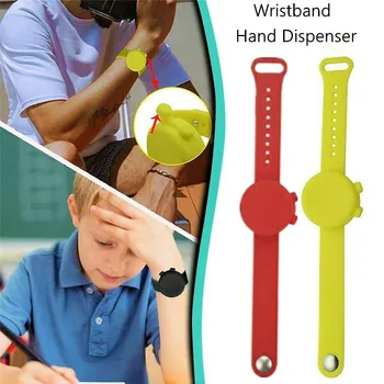 

Portable Hand Sanitizer Dispensing Soap Dispenser Bracelet Wristband Hand Sanitzer Dispenser Wristband Silicone Soap Dispenser