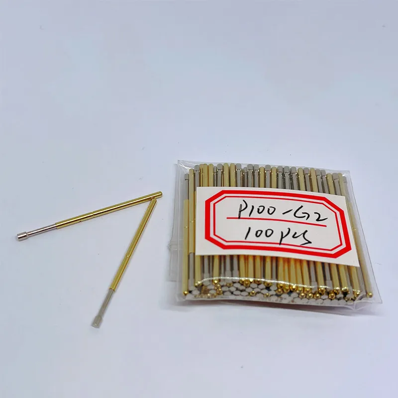 

100pcs Metal Brass Nickel-Plated Compression Test Pin P100-G2 Diameter 1.36mm Household Electronic Universal Probe