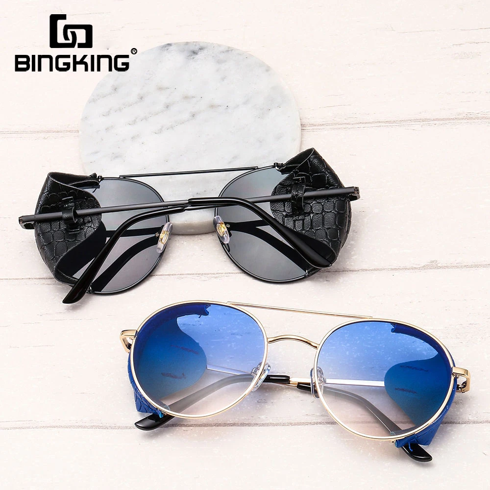 Bingking Steampunk Round Unisex Metal Round Frame Leather Side Protection Sunglasses for Men Women
Bingking Steampunk Round Unisex Metal Round Frame Leather Side Protection Sunglasses for Men Women