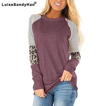 Women's Leopard Colorblock Crew Neck T-Shirt Loose Long Sleeve Stripe Splicing Pullover T-Shirts Female 2020 Spring Summer Cool
Women's Leopard Colorblock Crew Neck T-Shirt Loose Long Sleeve Stripe Splicing Pullover T-Shirts Female 2020 Spring Summer Cool
