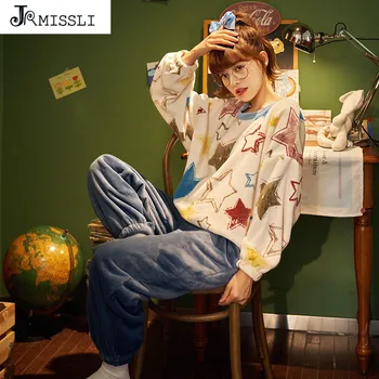 JRMISSLI Women pajamas set Women Pyjamas Thick Flannel Sheep Female Warm Winter Pajama Set Long Sleeve Full Trousers Two Piece
JRMISSLI Women pajamas set Women Pyjamas Thick Flannel Sheep Female Warm Winter Pajama Set Long Sleeve Full Trousers Two Piece