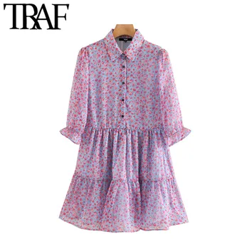 TRAF Women Sweet Fashion Floral Print Ruffled Mini Dress Vintage Lapel Collar Short Sleeve Female Dresses Vestidos
TRAF Women Sweet Fashion Floral Print Ruffled Mini Dress Vintage Lapel Collar Short Sleeve Female Dresses Vestidos