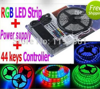 5050 LED Strip RGB 5M/Roll 300 LEDS IP65 Led Diode Tape Waterproof RGB LED strip 44 keys IR Remote+12V 6A Power Adapter
5050 LED Strip RGB 5M/Roll 300 LEDS IP65 Led Diode Tape Waterproof RGB LED strip 44 keys IR Remote+12V 6A Power Adapter