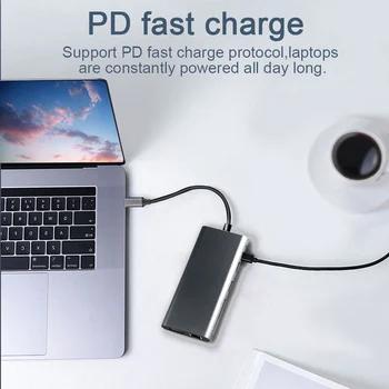 11-in-1 Type C Hub Plug and Play Convenient and Quick Operate USB C to HDMI VGA RJ45 USB3.0 TF Card Reader USB-C Power Port
11-in-1 Type C Hub Plug and Play Convenient and Quick Operate USB C to HDMI VGA RJ45 USB3.0 TF Card Reader USB-C Power Port