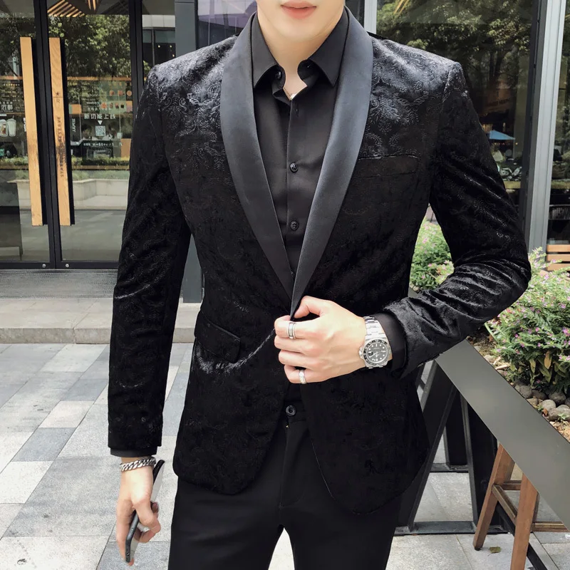 2020 Spring Plus Size 5xl British Style Nightclub Chaqueta Hombre Banquet Jacquard Men Blazer Stage Clothes Singers Party Wear
2020 Spring Plus Size 5xl British Style Nightclub Chaqueta Hombre Banquet Jacquard Men Blazer Stage Clothes Singers Party Wear