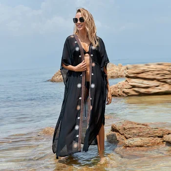 Plus Size Beachwear Cover Up Bikini Women 2020 Chiffon Embroidery Beach Dress Spa Swimsuit Cover Up Loose Cardigan with belt
Plus Size Beachwear Cover Up Bikini Women 2020 Chiffon Embroidery Beach Dress Spa Swimsuit Cover Up Loose Cardigan with belt