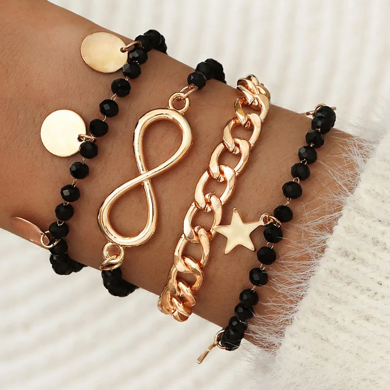 4 Pcs/Set Big Infinity Symbol Link Chain Bracelets Set for Women Round Coin Star Charm Bracelets Women's Black Beads Braclets
4 Pcs/Set Big Infinity Symbol Link Chain Bracelets Set for Women Round Coin Star Charm Bracelets Women's Black Beads Braclets