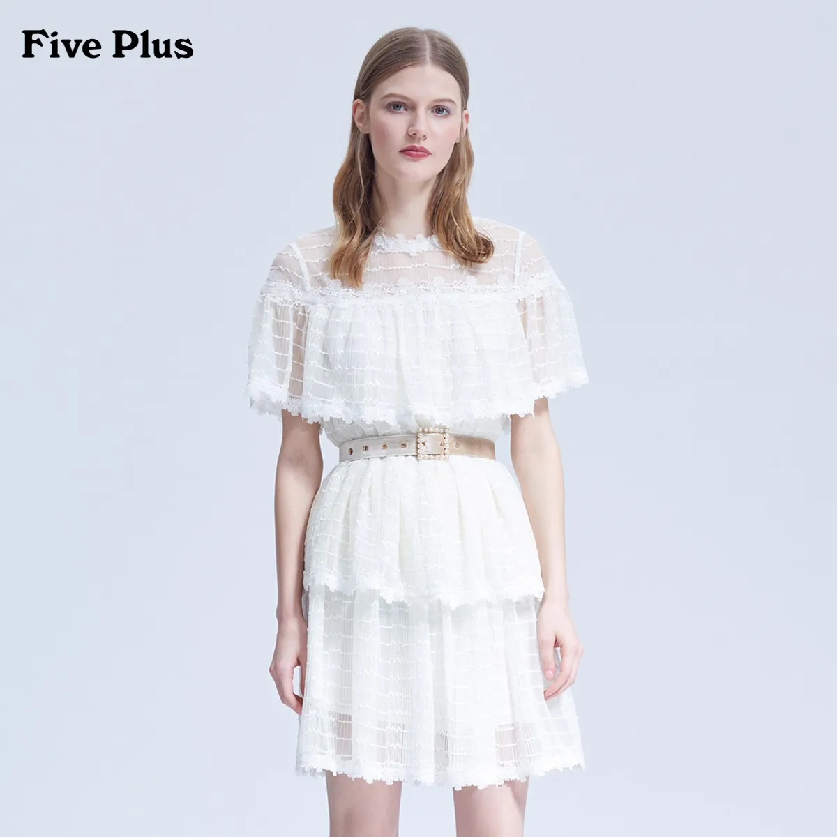 New female autumn wear gauze dress with short sleeves high kidneys and short s temperament is pure color 
New female autumn wear gauze dress with short sleeves high kidneys and short s temperament is pure color