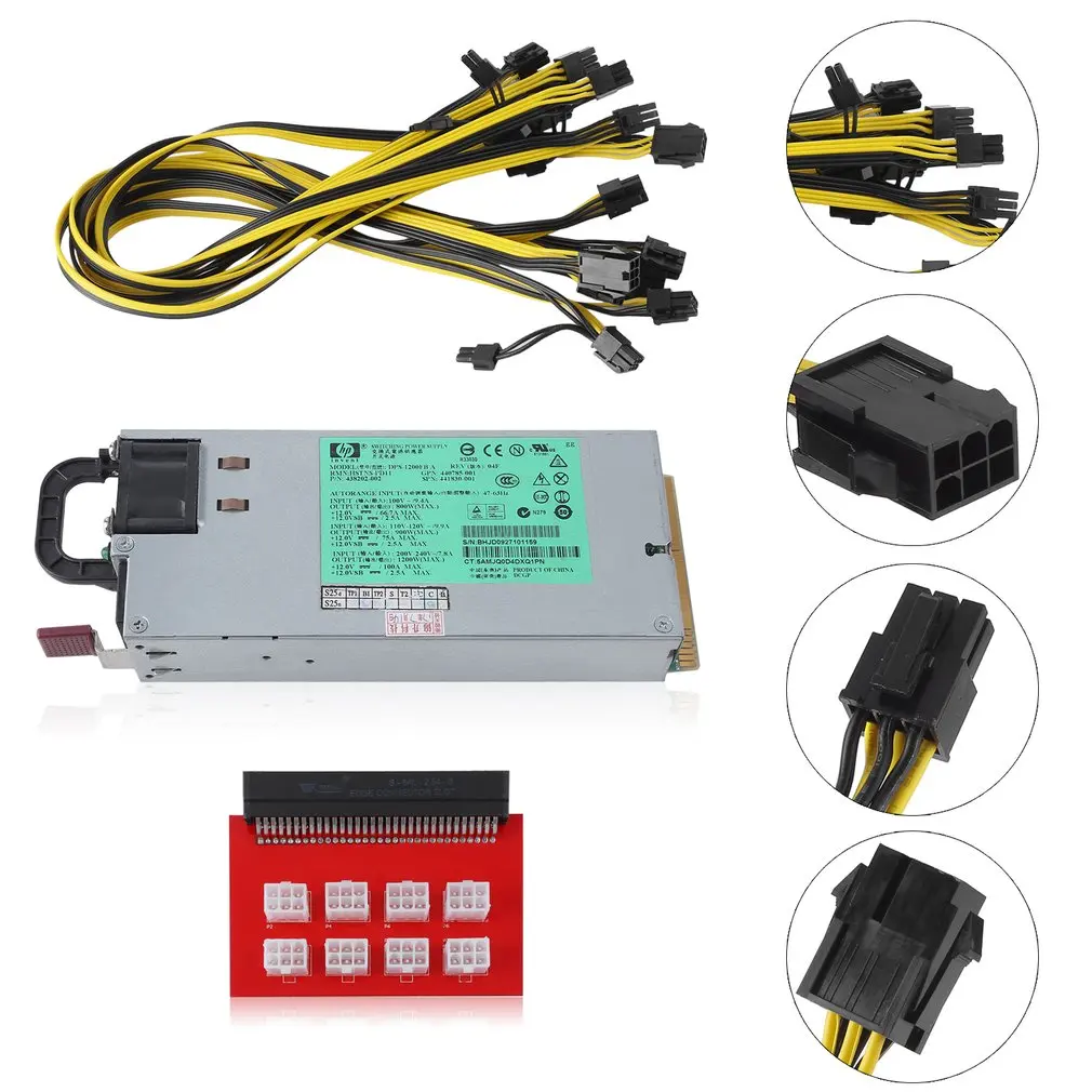 High Efficiency 1200 Watt Power Supply Kit For GPU Mining Video Card Mining 2.6 Pin PCI To 6 + 2 Pin PCI Express Cable
High Efficiency 1200 Watt Power Supply Kit For GPU Mining Video Card Mining 2.6 Pin PCI To 6 + 2 Pin PCI Express Cable