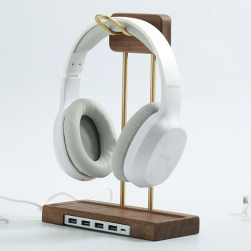 Твердый Дерево орех и латунь для игр аудио Накладные наушники Bluetooth подставка