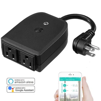 Outdoor WiFi Outlet Waterproof Outlet with 2 Sockets Remote Control Timer Function Compatible with Alexa Google Home
Outdoor WiFi Outlet Waterproof Outlet with 2 Sockets Remote Control Timer Function Compatible with Alexa Google Home