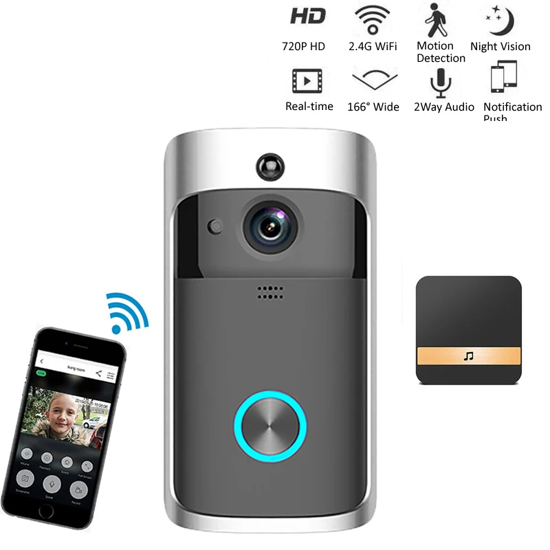 Smart Doorbell Camera Wifi Wireless Call Intercom Video-Eye for Apartments Door Bell Ring for Phone Home Security Cameras
Smart Doorbell Camera Wifi Wireless Call Intercom Video-Eye for Apartments Door Bell Ring for Phone Home Security Cameras