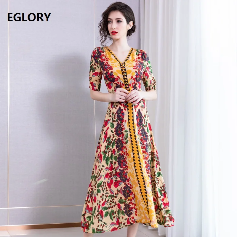 Top Quality New 2020 Summer Long Dress Women V-Neck Charming Flower Print Tunic Buttons Deco Short Sleeve Ankle Long Maxi Dress
Top Quality New 2020 Summer Long Dress Women V-Neck Charming Flower Print Tunic Buttons Deco Short Sleeve Ankle Long Maxi Dress