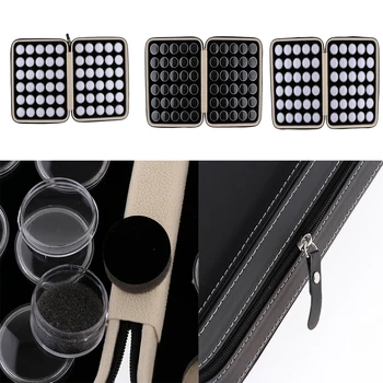 60Grid Round Diamond Gemstone Display Organizer Box W/ Black PU Leather Case 
60Grid Round Diamond Gemstone Display Organizer Box W/ Black PU Leather Case