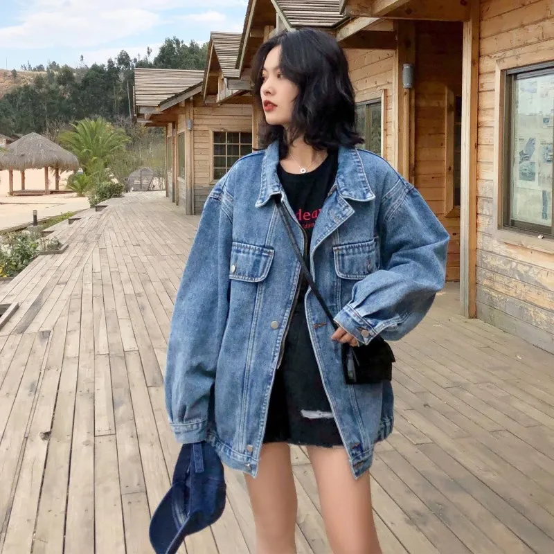 Women's Denim Jacket Spring Autumn Loose Korean Coat Oversize Jeans Jacket Women Vintage Harajuku Jackets Coats 2019 KJ2943
Women's Denim Jacket Spring Autumn Loose Korean Coat Oversize Jeans Jacket Women Vintage Harajuku Jackets Coats 2019 KJ2943