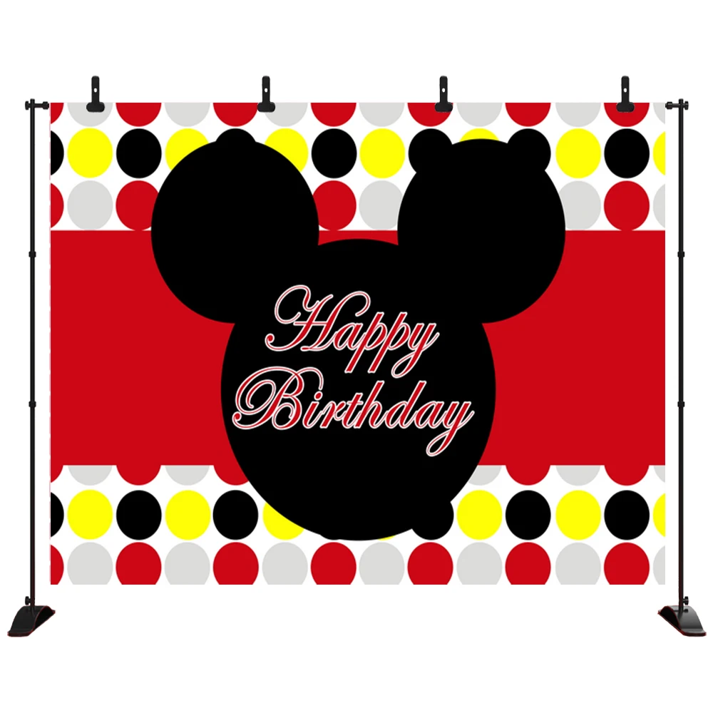 Фото Personalized Cartoon Mickey Mouse Photography Studio Backgrounds New Born Birthday Party Photo Backdrops Photocall | Электроника