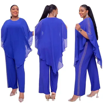 Casual Chiffon Two Piece Set Women African Clothes Bazin Dashiki Sequins Bat Sleeve Cloak&Jumpsuits Suits Rock Style Africa Suit
Casual Chiffon Two Piece Set Women African Clothes Bazin Dashiki Sequins Bat Sleeve Cloak&Jumpsuits Suits Rock Style Africa Suit
