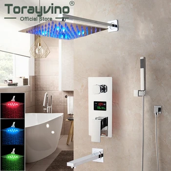 Rainfall Shower LED Head With Hand Spray And Bathtub Faucet Set Wall Mounted Mixer Shower Single Handle Rain Shower Chrome Taps
Rainfall Shower LED Head With Hand Spray And Bathtub Faucet Set Wall Mounted Mixer Shower Single Handle Rain Shower Chrome Taps