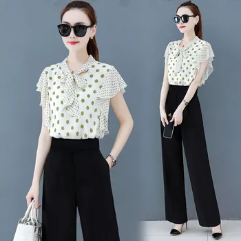 2020 New Summer Elegant Chiffon Polka Dot Blouse Top Wide Leg Pants Suit For Women 2 Piece Set Office Lady Work Trousers Clothes
2020 New Summer Elegant Chiffon Polka Dot Blouse Top Wide Leg Pants Suit For Women 2 Piece Set Office Lady Work Trousers Clothes