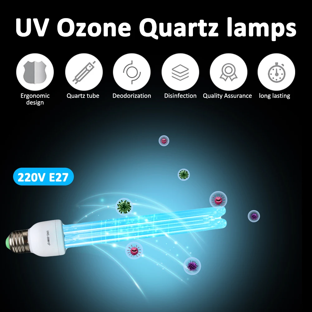 E27 UV Ozone Quartz Lamps Ultraviolet Germicidal Lights UV lamp For Home Ultraviolet Sterilization Lamp Medical Sterilizat 20W
E27 UV Ozone Quartz Lamps Ultraviolet Germicidal Lights UV lamp For Home Ultraviolet Sterilization Lamp Medical Sterilizat 20W