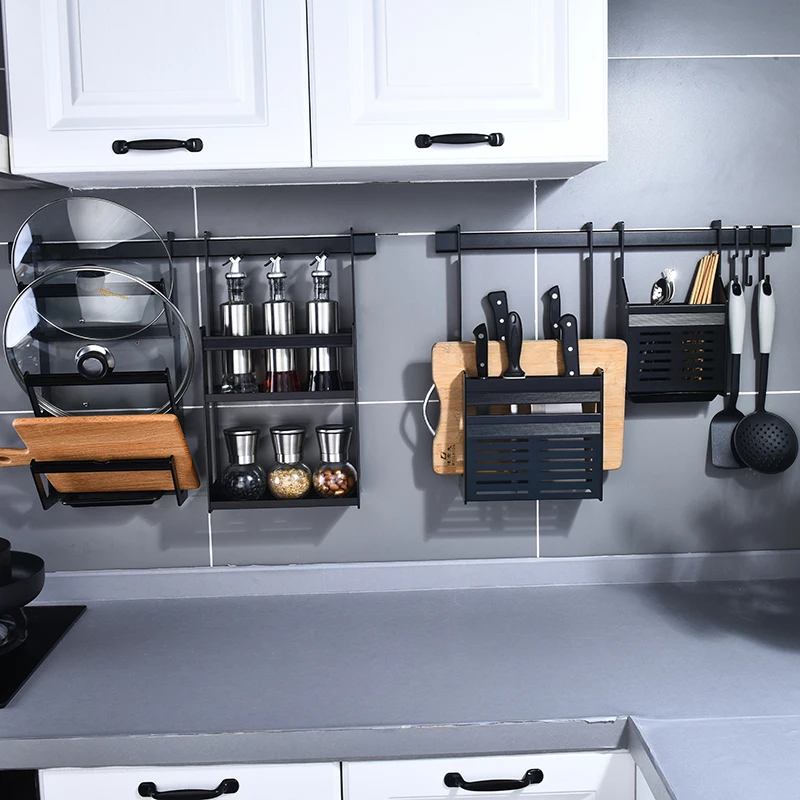 Kitchen shelf shelf, wall-mounted knife rest. Seasoning storage racks, kitchen appelances
Kitchen shelf shelf, wall-mounted knife rest. Seasoning storage racks, kitchen appelances