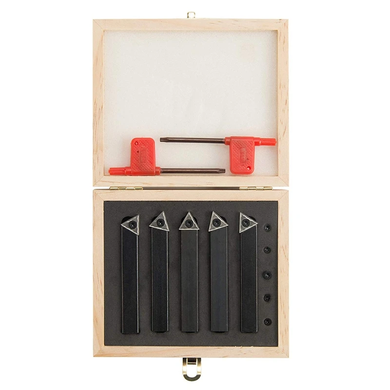 1/2 inch Indexable Machine Turning Holder, 5PCS Indexable Carbide Lathe Tool Insert Bits Set for Turning, Cutting, Facing, Borin
1/2 inch Indexable Machine Turning Holder, 5PCS Indexable Carbide Lathe Tool Insert Bits Set for Turning, Cutting, Facing, Borin
