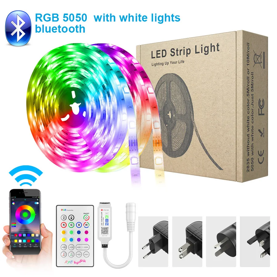 RGB LED Strip Light 5050 5M DC12V Led Light Tape SMD 5M 10M NOWaterproof RGB LED lamp diode Ribbon Flexible Controller+Adapte
RGB LED Strip Light 5050 5M DC12V Led Light Tape SMD 5M 10M NOWaterproof RGB LED lamp diode Ribbon Flexible Controller+Adapte