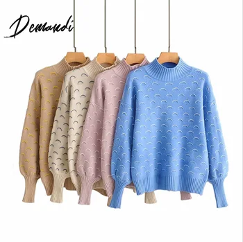 Demandi women's knitting sweater fashionable lazy wind half high collar loose moon women's sweater in autumn and winter
Demandi women's knitting sweater fashionable lazy wind half high collar loose moon women's sweater in autumn and winter