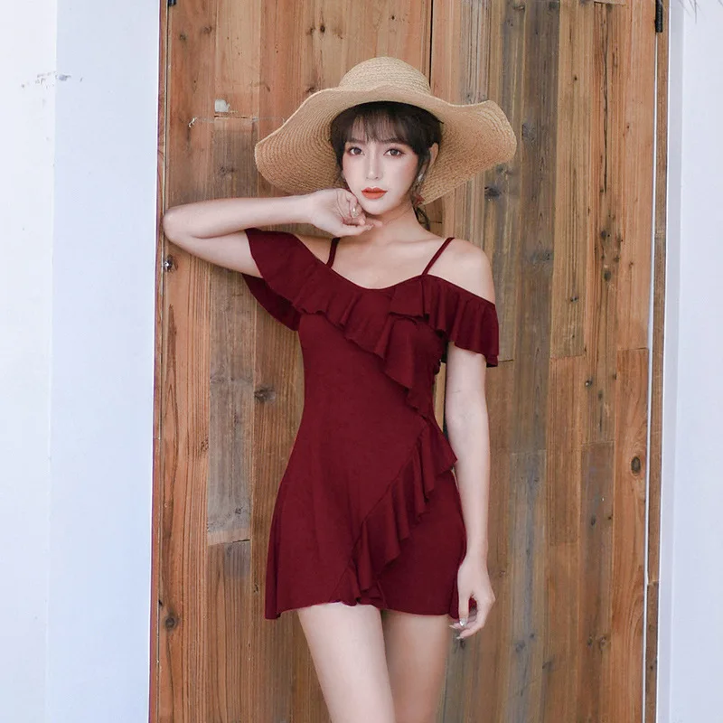 Bathing Suit Women's 2019 New Style Korean-style Fresh Flounced Horizontal Neck Boxer Two-piece Swimsuits Two-Piece Set
Bathing Suit Women's 2019 New Style Korean-style Fresh Flounced Horizontal Neck Boxer Two-piece Swimsuits Two-Piece Set