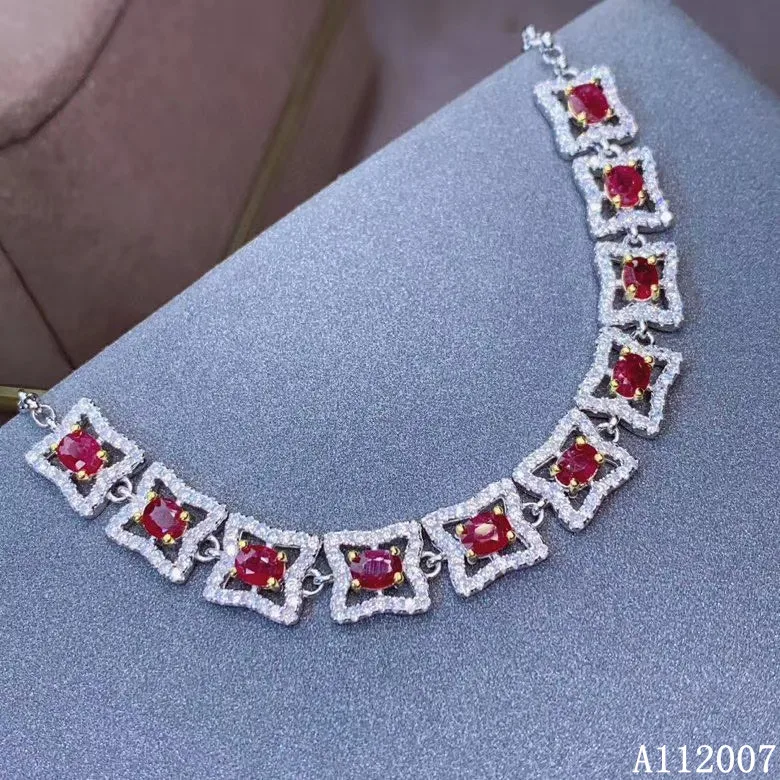 

KJJEAXCMY fine jewelry 925 sterling silver inlaid natural ruby bracelet delicate female trendy gemstone bracelet support test