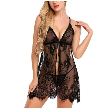 Summer Sexy Women Lace Sleepwear Sling V-Neck Halter Nightgown Lingerie Perspective Comfortable Mini Nightdress Underwear L1230
Summer Sexy Women Lace Sleepwear Sling V-Neck Halter Nightgown Lingerie Perspective Comfortable Mini Nightdress Underwear L1230
