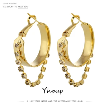 Yhpup Statement Round Chain Hoop Earrings Luxury Rhinestone Charm Metal Gold Earrings Minimalist Punk Jewelry for Women Party 
Yhpup Statement Round Chain Hoop Earrings Luxury Rhinestone Charm Metal Gold Earrings Minimalist Punk Jewelry for Women Party