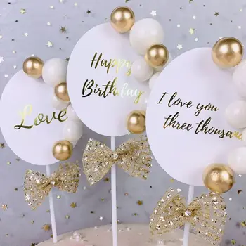 Gold Balloon Happy Birthday Cake Topper Mesh Bow Love Wedding Cupcake Topper For Valentine's Day Birthday Party Cake Decorations
Gold Balloon Happy Birthday Cake Topper Mesh Bow Love Wedding Cupcake Topper For Valentine's Day Birthday Party Cake Decorations