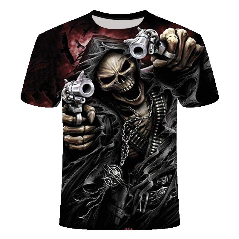 New 3D t shirt Men Skull tshirt ,Skeleton warrior with two guns in his hand Tops Casual Tees Short Sleeve Streetwear HalloweenS 
New 3D t shirt Men Skull tshirt ,Skeleton warrior with two guns in his hand Tops Casual Tees Short Sleeve Streetwear HalloweenS
