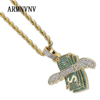 ARMNVNV Hip Hop Women Men Green Color US Dollars Money Angle Wings Fly Pendant Cubic Zirconia Male Necklaces
ARMNVNV Hip Hop Women Men Green Color US Dollars Money Angle Wings Fly Pendant Cubic Zirconia Male Necklaces