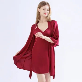 2020 Summer New Sleep Set Satin 2PCS Nighty&Robe Suit Female Sexy Backless Nightgown Kimono Bathrobe Gown Intimate Lingerie
2020 Summer New Sleep Set Satin 2PCS Nighty&Robe Suit Female Sexy Backless Nightgown Kimono Bathrobe Gown Intimate Lingerie