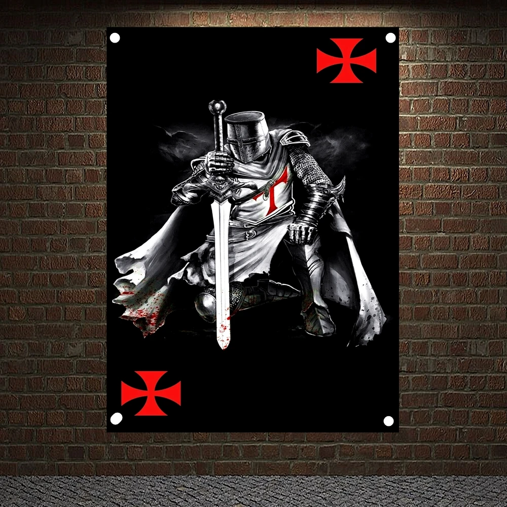 

Warrior Knights Templar Art Retro Posters Tapestry HD Wallpapers Home Decor Vintage Crusader Banners Flag Wall Hanging Ornaments