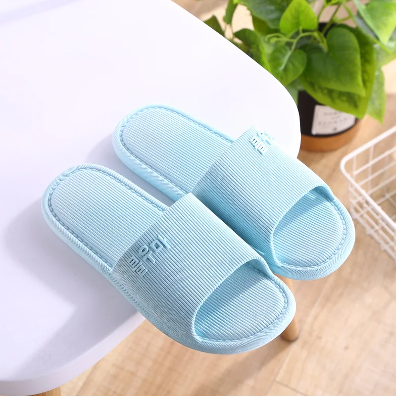 Home Couple's Bathroom Bath Slippers Female Simple Korean-Style Home Indoor Floor Soft Bottom Non-Slip Slippers Men Women Shoes
