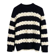 Women Black White Striped Knitted Sweater Long Sleeve Female Pullover Casual Lady Loose Tops SW1573
Women Black White Striped Knitted Sweater Long Sleeve Female Pullover Casual Lady Loose Tops SW1573