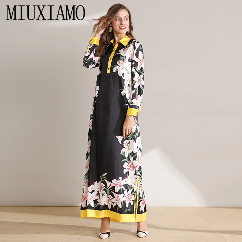 Custom Plus Size Maxi Dress Spring&Fall New Arrival Full Sleeve Lily Flower Print Loose Elegant Floor-Length Long Dress Women
Custom Plus Size Maxi Dress Spring&Fall New Arrival Full Sleeve Lily Flower Print Loose Elegant Floor-Length Long Dress Women
