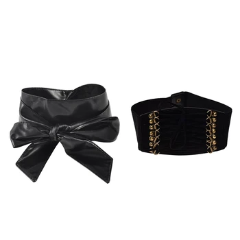 Wrap Around Self Tie Faux Leather Obi Cinch Waist Belt Band Black 2.1M for Lady & Women's Rivet Elastic Buckle Wide Waist Belt W
Wrap Around Self Tie Faux Leather Obi Cinch Waist Belt Band Black 2.1M for Lady & Women's Rivet Elastic Buckle Wide Waist Belt W