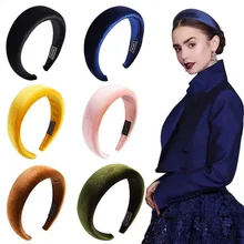 Mulheres Grosso Ampla Headband Esponja Moldura de Veludo Doce Cor Senhora Menina Acessórios Para o Cabelo Hoop Cabelo Banda Cabeça Elástico Do Vintage Coreano(China)