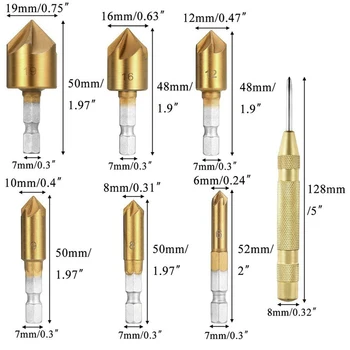 23pcs Countersink Drill Bit Woodworking Chamfer Drilling Set With Center Punch