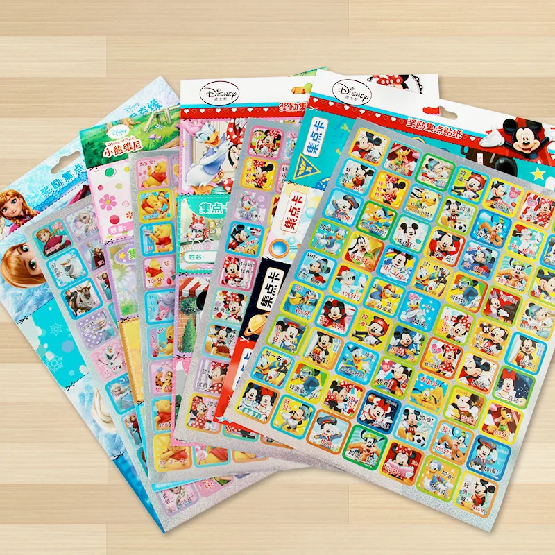 

Disney Frozen Mickey Minnie Kids Reward Stickers Promotional Gift School Teacher Merit Praise Class Sticky Lable Classic Toys